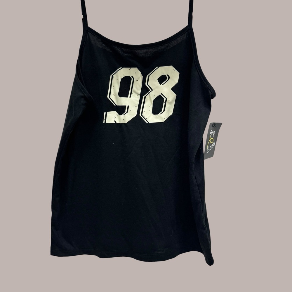 NWT Girls Tank size XXL 16/18 Black Speghetti Strap - Art Class sleep shirt